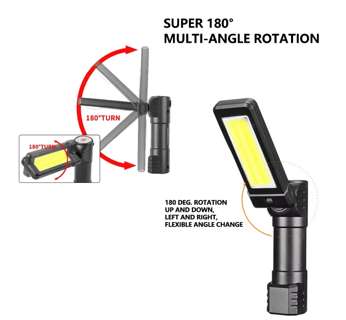 Фонарь WORKLIGHT 2 в 1 5305-COB(WHITE+YELLOW), Li-Ion аккумулятор, поворот180º+180º, магнит, ЗУ Type-C