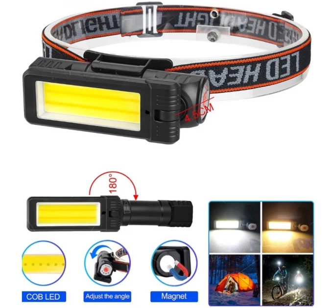 Фонарь WORKLIGHT 2 в 1 5305-COB(WHITE+YELLOW), Li-Ion аккумулятор, поворот180º+180º, магнит, ЗУ Type-C